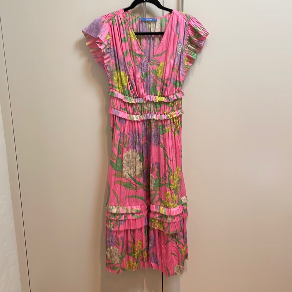 Pink Floral Midi Dress Size S